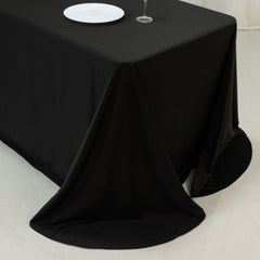 Scuba Rectangular 90"x156" Tablecloth Black with Rounded Corners – Seamless, Wrinkle Free & Stain Resistant Table Cover