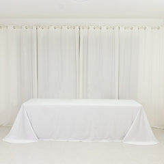 Scuba Rectangular 90"x156" Tablecloth White with Rounded Corners – Seamless, Wrinkle Free & Stain Resistant Table Cover