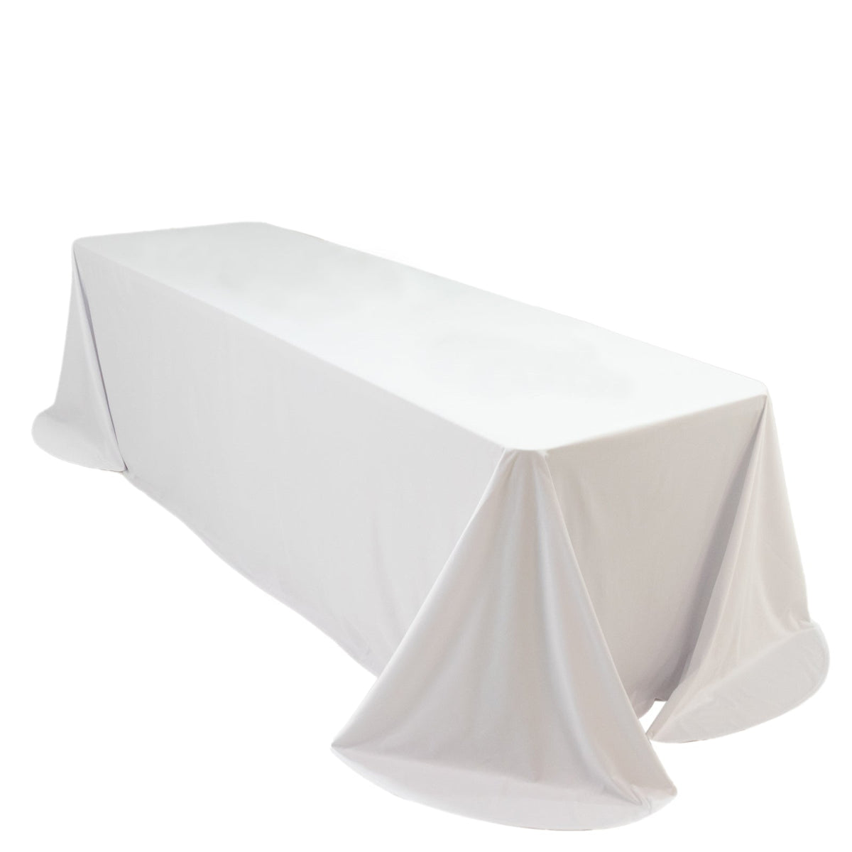 Scuba Rectangular 90"x156" Tablecloth White with Rounded Corners – Seamless, Wrinkle Free & Stain Resistant Table Cover