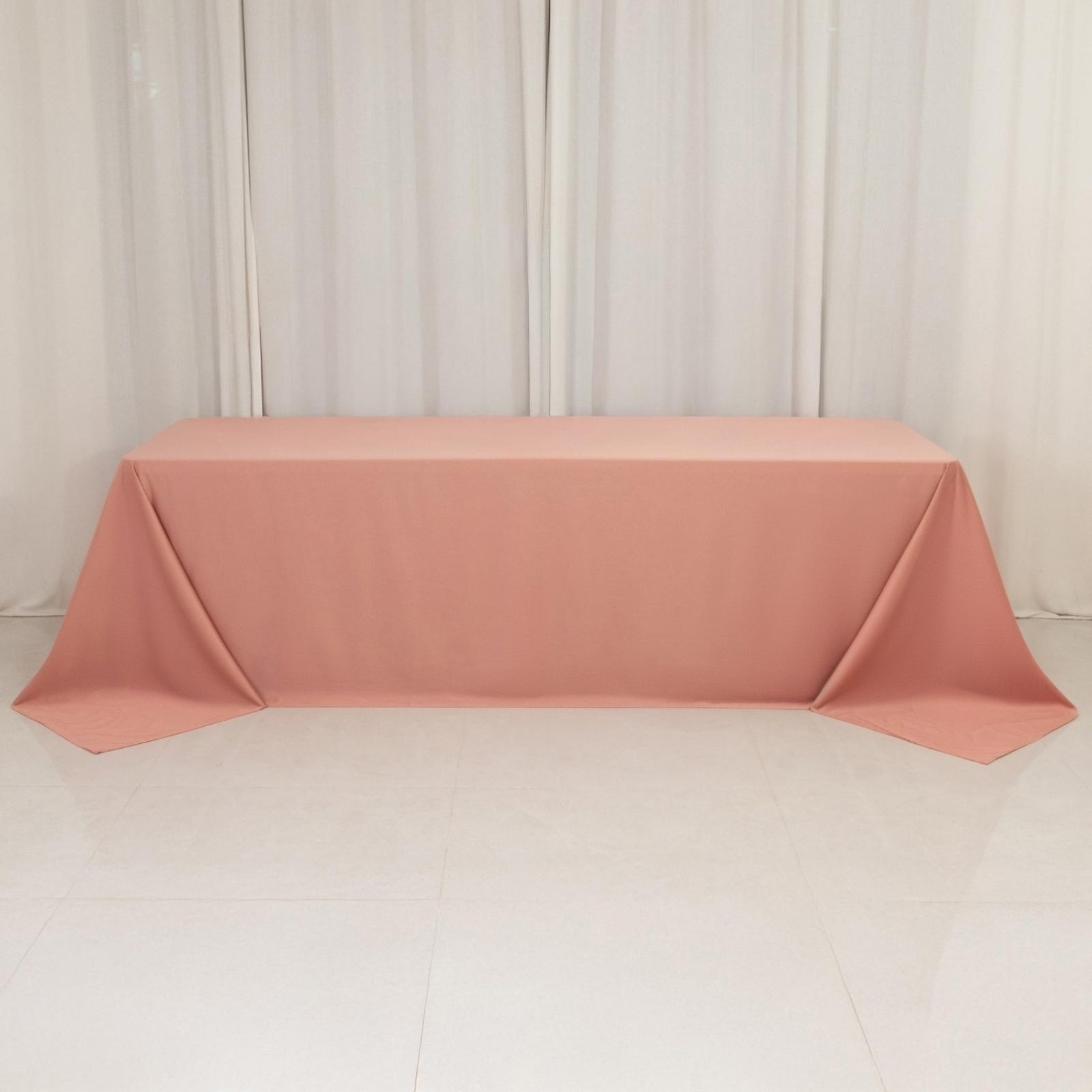 Scuba Rectangular 90"x156" Tablecloth Dusty Rose - Wrinkle Free, Stain Resistant & Seamless Table Cover