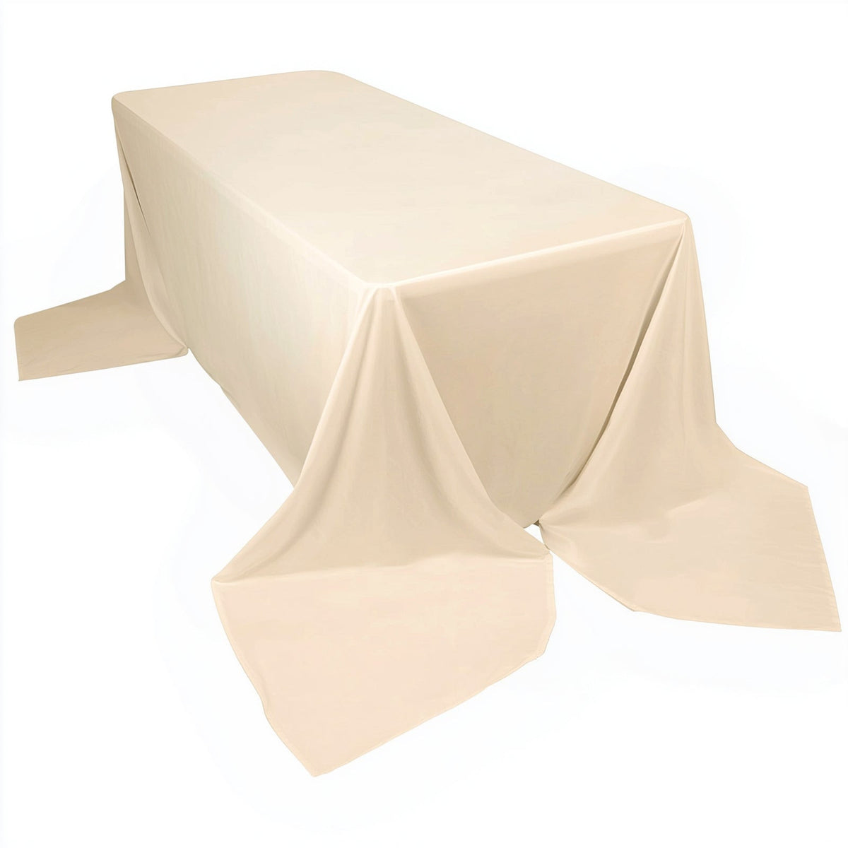 Scuba Rectangular 90"x156" Tablecloth Beige - Wrinkle Free, Stain Resistant & Seamless Table Cover