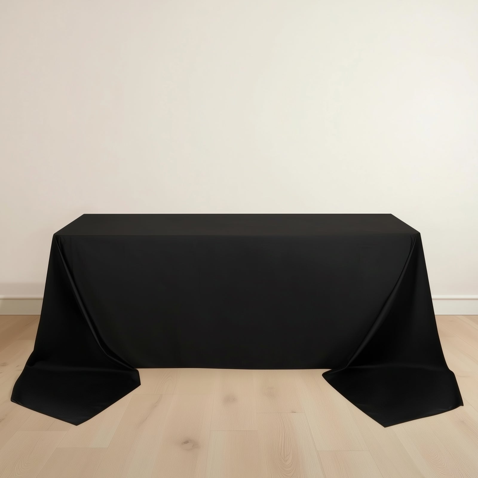Scuba Rectangular 90"x156" Tablecloth Black - Wrinkle Free, Stain Resistant & Seamless Table Cover for Weddings and Parties