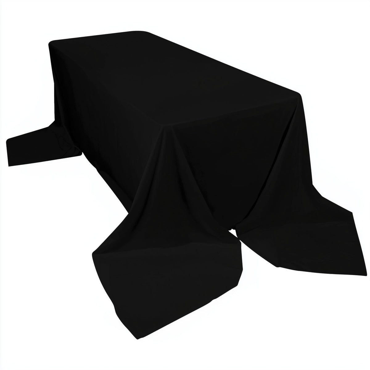 Scuba Rectangular 90"x156" Tablecloth Black - Wrinkle Free, Stain Resistant & Seamless Table Cover for Weddings and Parties