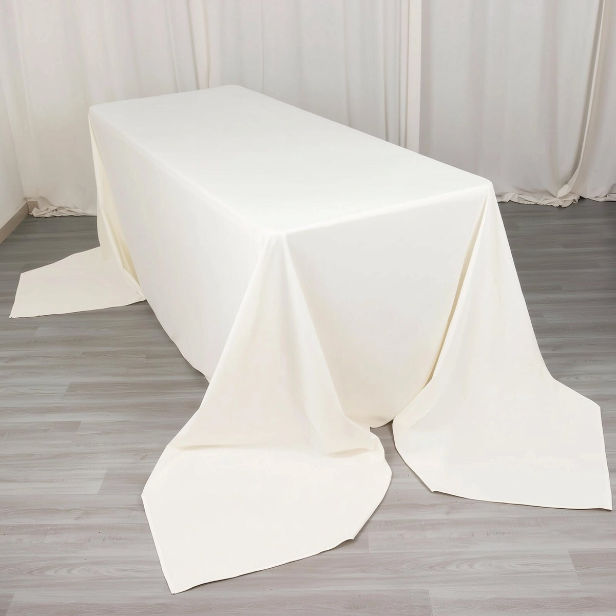 Scuba Rectangular 90"x156" Tablecloth Ivory - Wrinkle Free, Stain Resistant & Seamless Table Cover