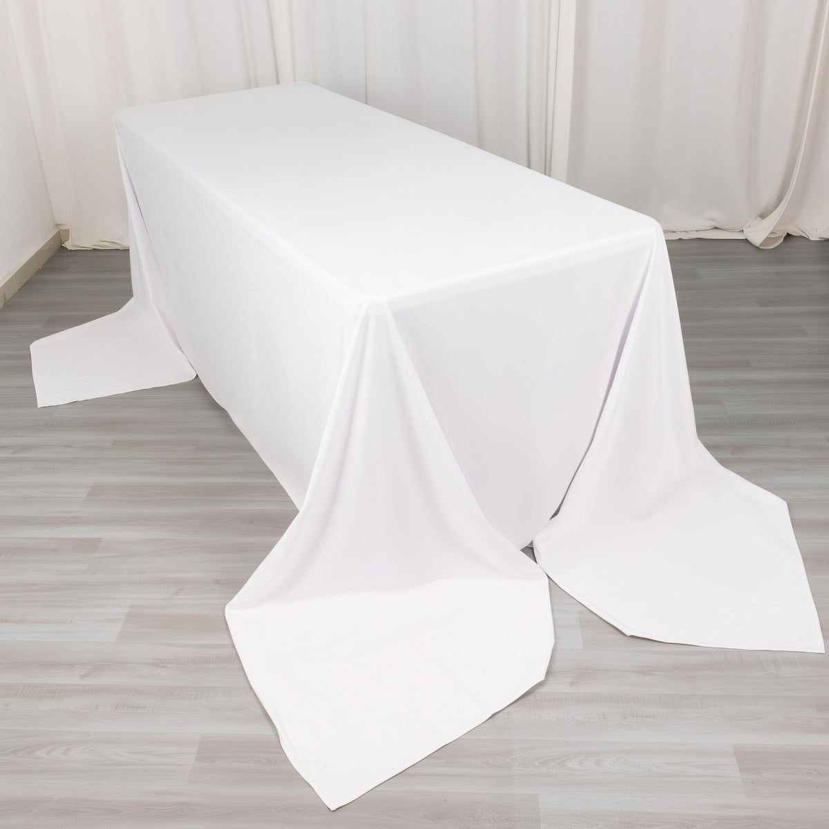Scuba Rectangular 90"x156" Tablecloth White - Wrinkle Free, Stain Resistant & Seamless Table Cover for Weddings and Parties