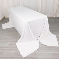 Scuba Rectangular 90"x156" Tablecloth White - Wrinkle Free, Stain Resistant & Seamless Table Cover for Weddings and Parties