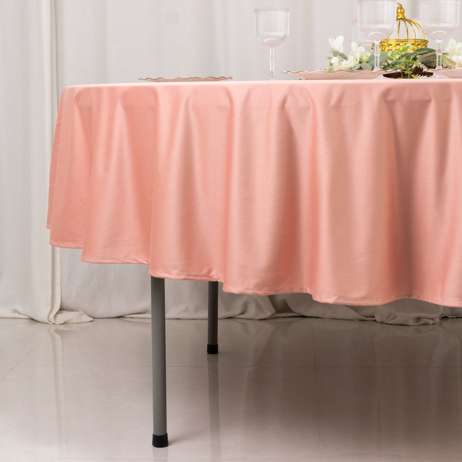 Scuba Round 90" Tablecloth Dusty Rose - Wrinkle Free & Stain Resistant Table Cover