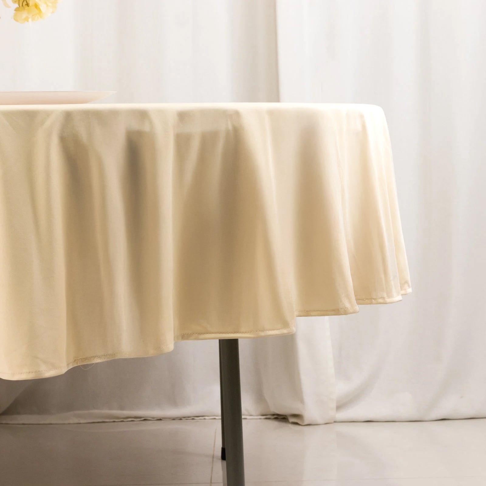 Scuba Round 90" Tablecloth Beige - Wrinkle Free & Stain Resistant Table Cover