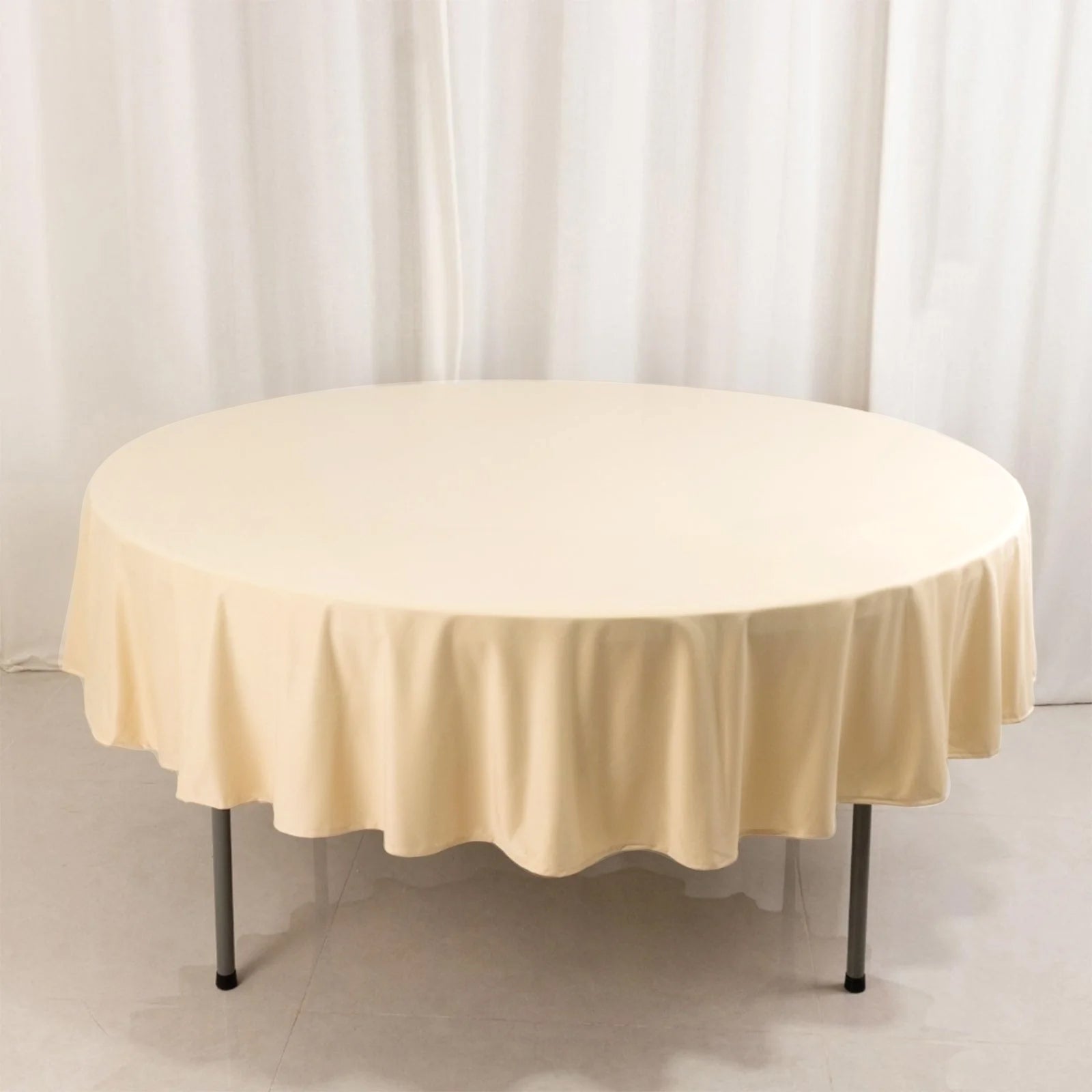 Scuba Round 90" Tablecloth Beige - Wrinkle Free & Stain Resistant Table Cover