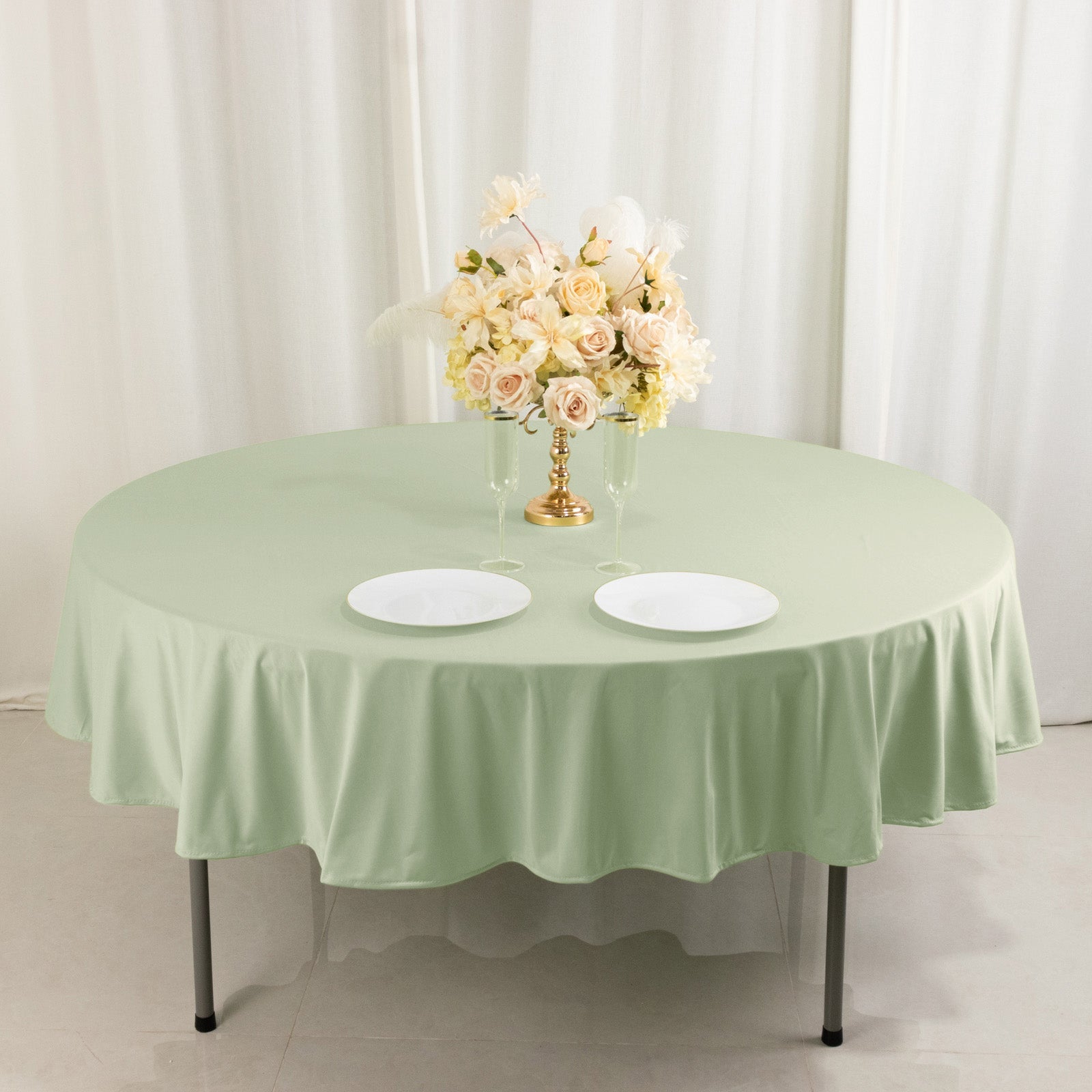 Scuba Round 90" Tablecloth Sage Green - Wrinkle Free & Stain Resistant Table Cover