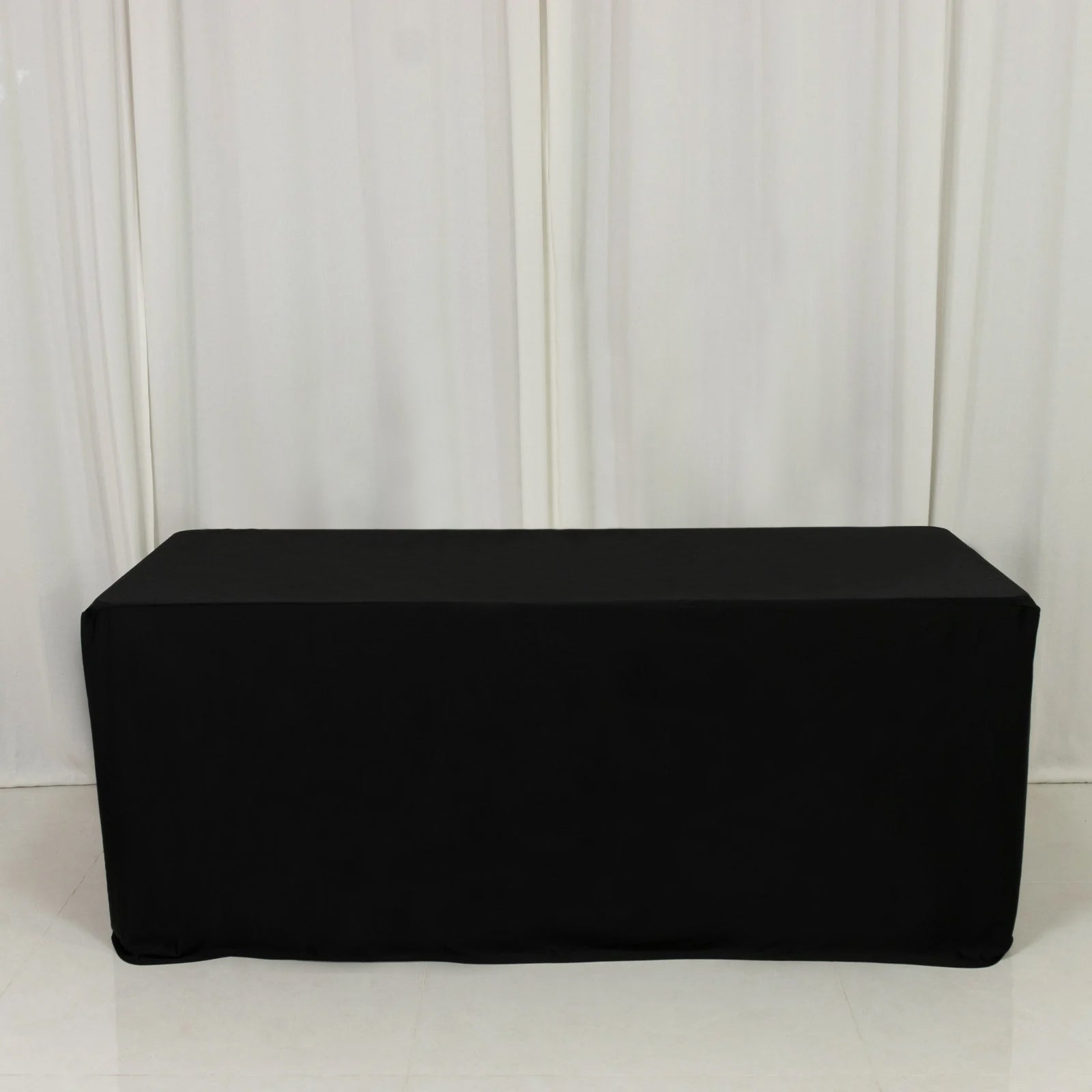 6ft Scuba Rectangular Fitted Tablecloth Black – Wrinkle-Free, Stain Resistant