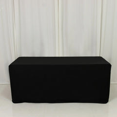 6ft Scuba Rectangular Fitted Tablecloth Black – Wrinkle-Free, Stain Resistant