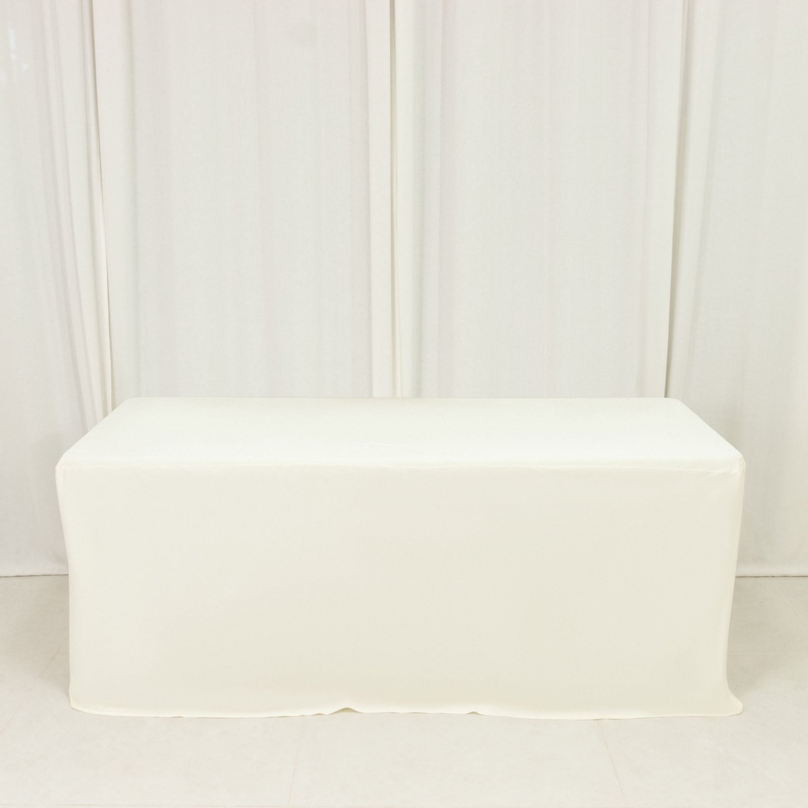 6ft Scuba Rectangular Fitted Tablecloth Ivory – Wrinkle-Free, Stain Resistant