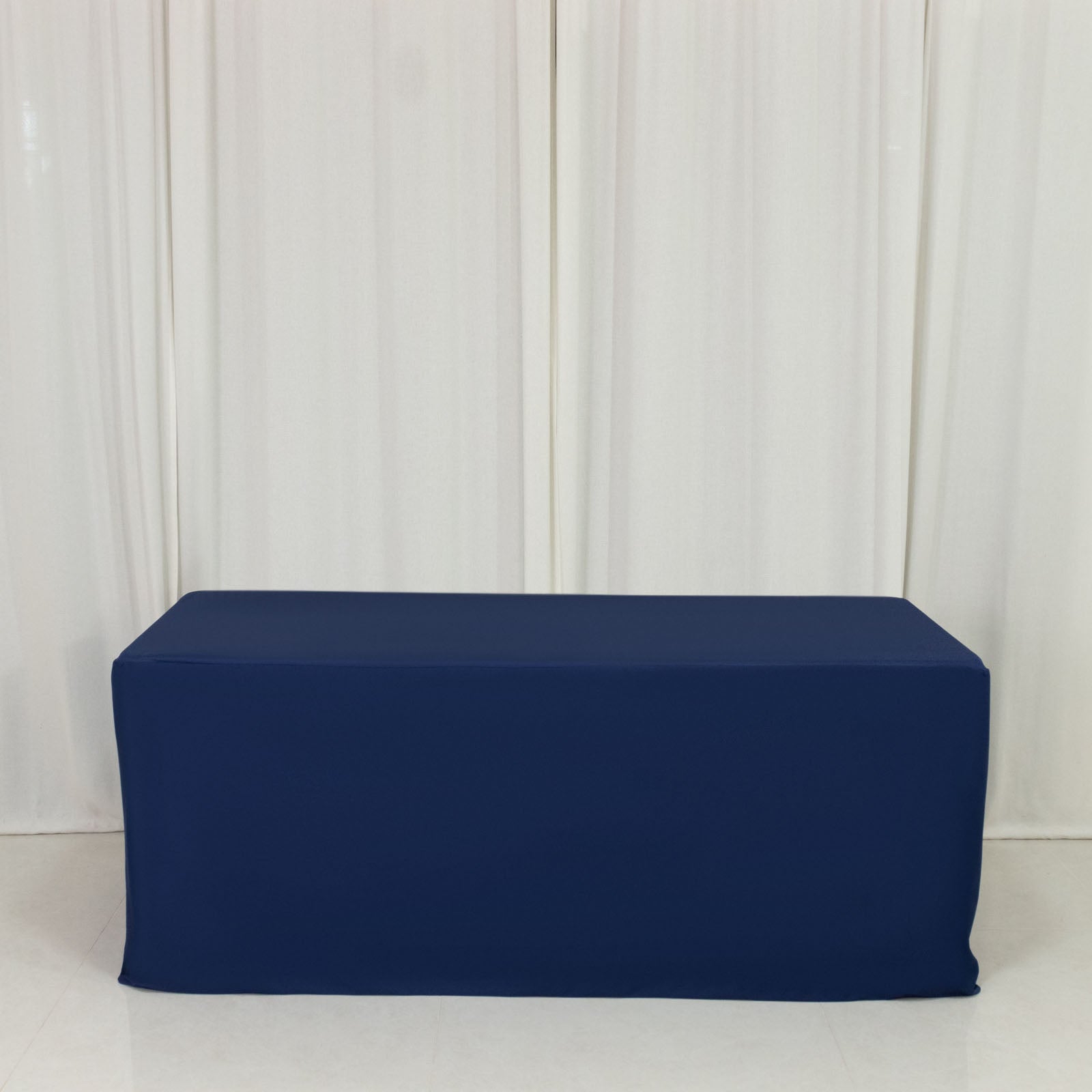 6ft Scuba Rectangular Fitted Tablecloth Navy Blue – Wrinkle-Free, Stain Resistant