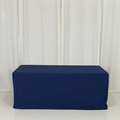 6ft Scuba Rectangular Fitted Tablecloth Navy Blue – Wrinkle-Free, Stain Resistant