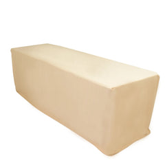 8ft Scuba Rectangular Fitted Tablecloth Beige – Wrinkle-Free, Stain Resistant