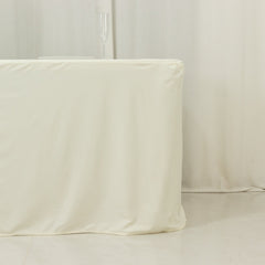 8ft Scuba Rectangular Fitted Tablecloth Ivory – Wrinkle-Free, Stain Resistant