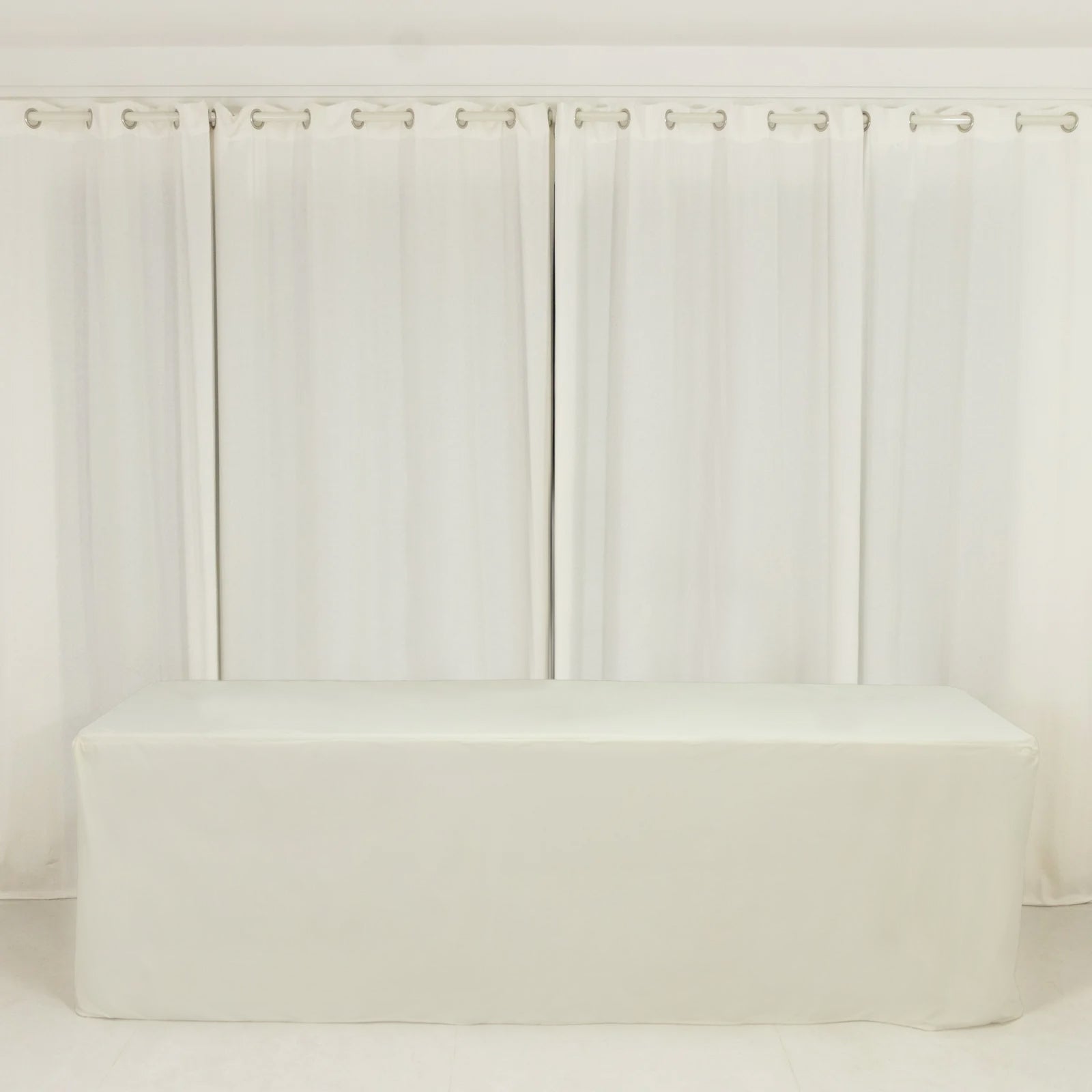8ft Scuba Rectangular Fitted Tablecloth Ivory – Wrinkle-Free, Stain Resistant