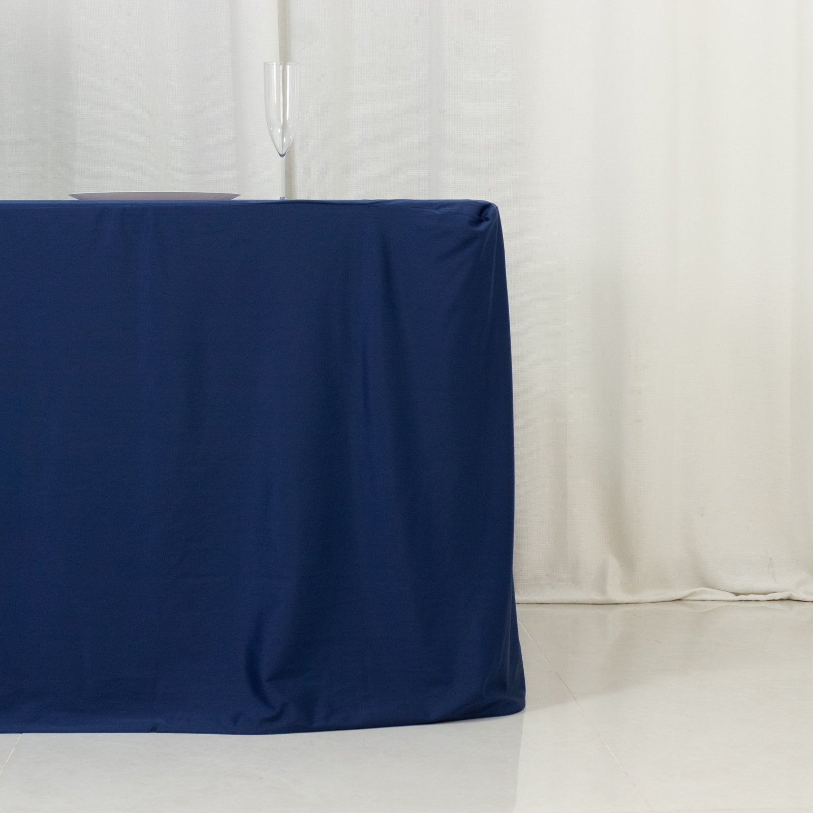 8ft Scuba Rectangular Fitted Tablecloth Navy Blue – Wrinkle-Free, Stain Resistant