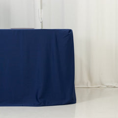 8ft Scuba Rectangular Fitted Tablecloth Navy Blue – Wrinkle-Free, Stain Resistant