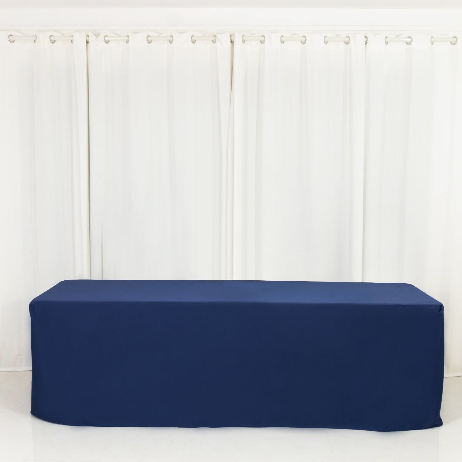 8ft Scuba Rectangular Fitted Tablecloth Navy Blue – Wrinkle-Free, Stain Resistant
