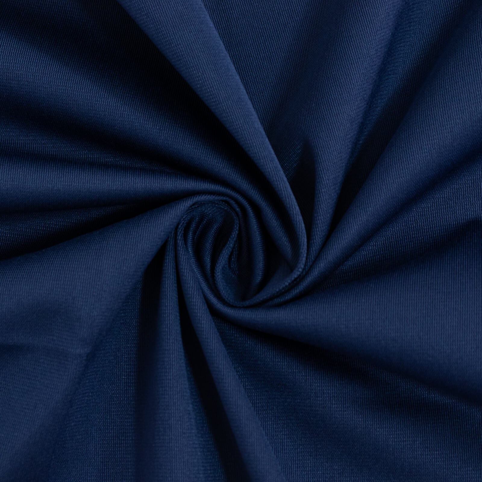 Fire Retardant Scuba Tablecloth – 120" Round Navy Blue, Wrinkle Free, Stain Resistant, Seamless Polyester Cover