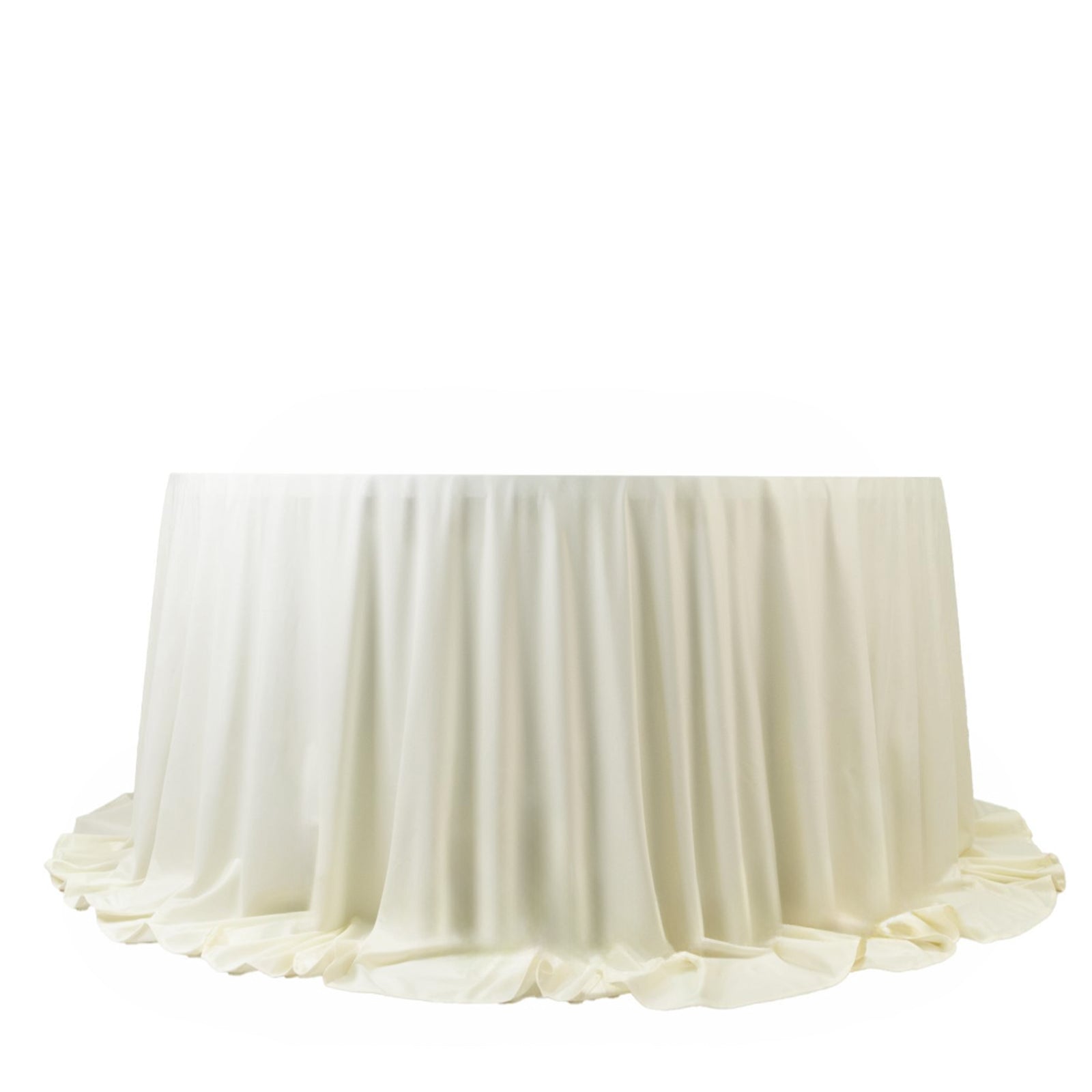Fire Retardant Scuba Tablecloth – 132" Round Ivory, Wrinkle Free, Stain Resistant, Seamless Polyester Cover
