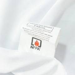 Fire Retardant Scuba Tablecloth – 132" Round White, Wrinkle Free, Stain Resistant, Seamless Polyester Cover