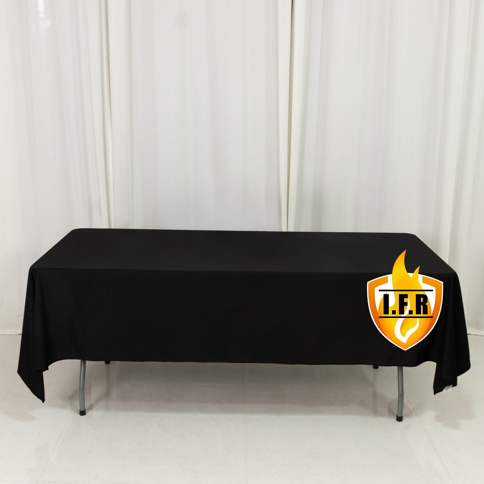 Fire Retardant Scuba Tablecloth – 60"x102" Rectangle Black, Wrinkle Free, Stain Resistant Polyester Cover