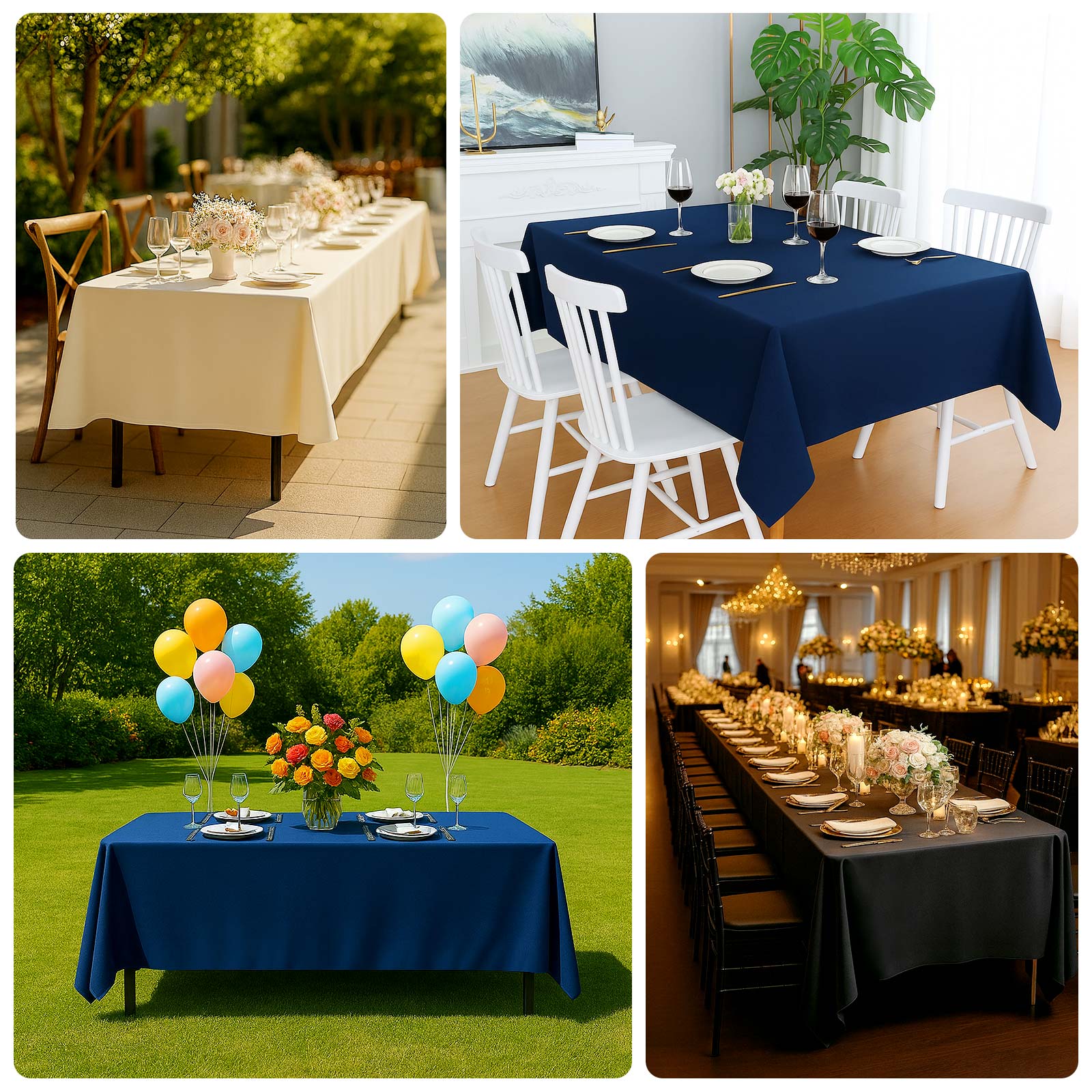 Fire Retardant Scuba Tablecloth – 60"x126" Rectangle Ivory, Wrinkle Free, Stain Resistant Polyester Cover