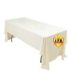 Fire Retardant Scuba Tablecloth – 60"x126" Rectangle Ivory, Wrinkle Free, Stain Resistant Polyester Cover
