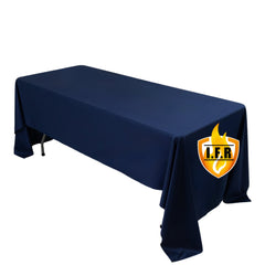 Fire Retardant Scuba Tablecloth – 60"x126" Rectangle Navy Blue, Wrinkle Free, Stain Resistant Polyester Cover