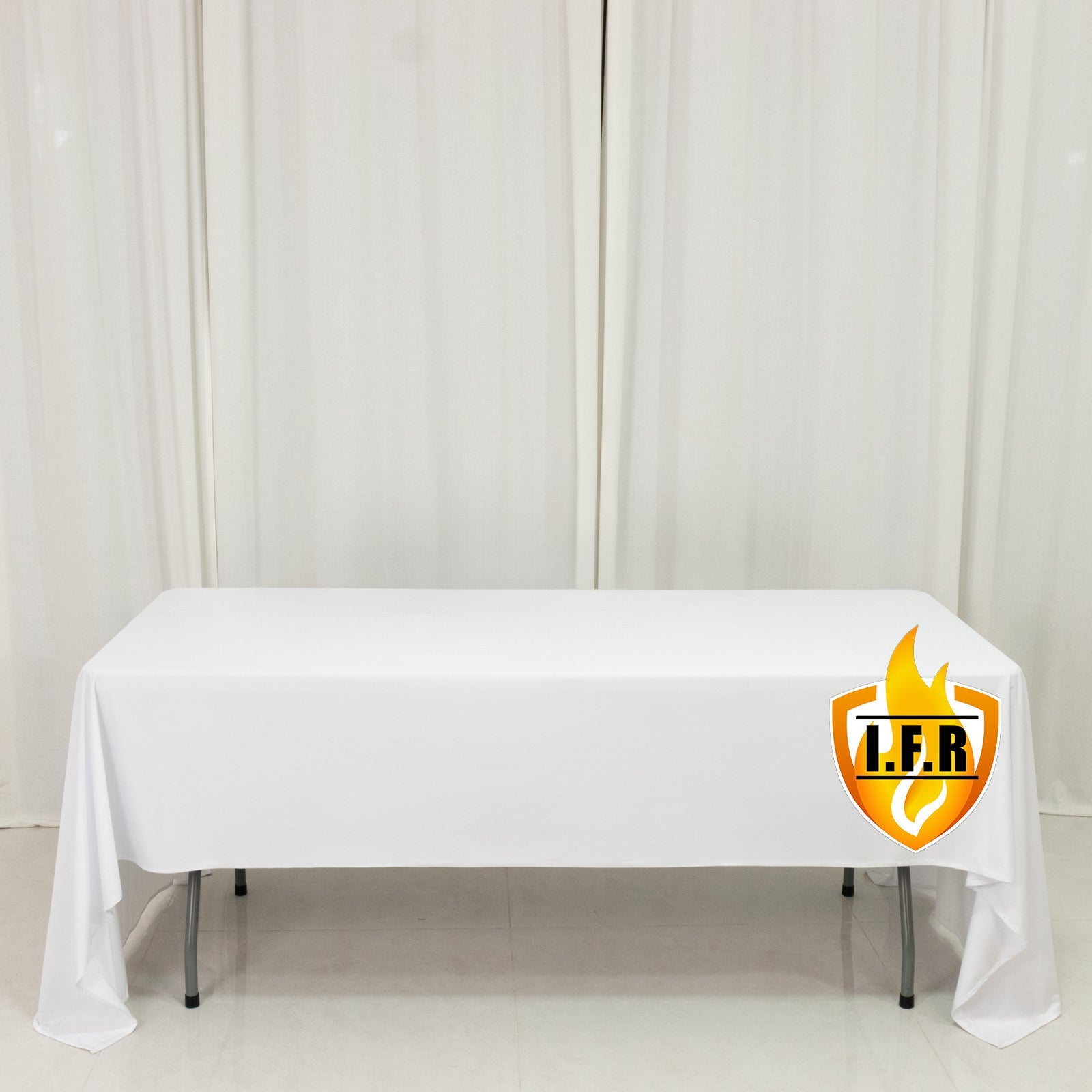 Fire Retardant Scuba Tablecloth – 60"x126" Rectangle White, Wrinkle Free, Stain Resistant Polyester Cover