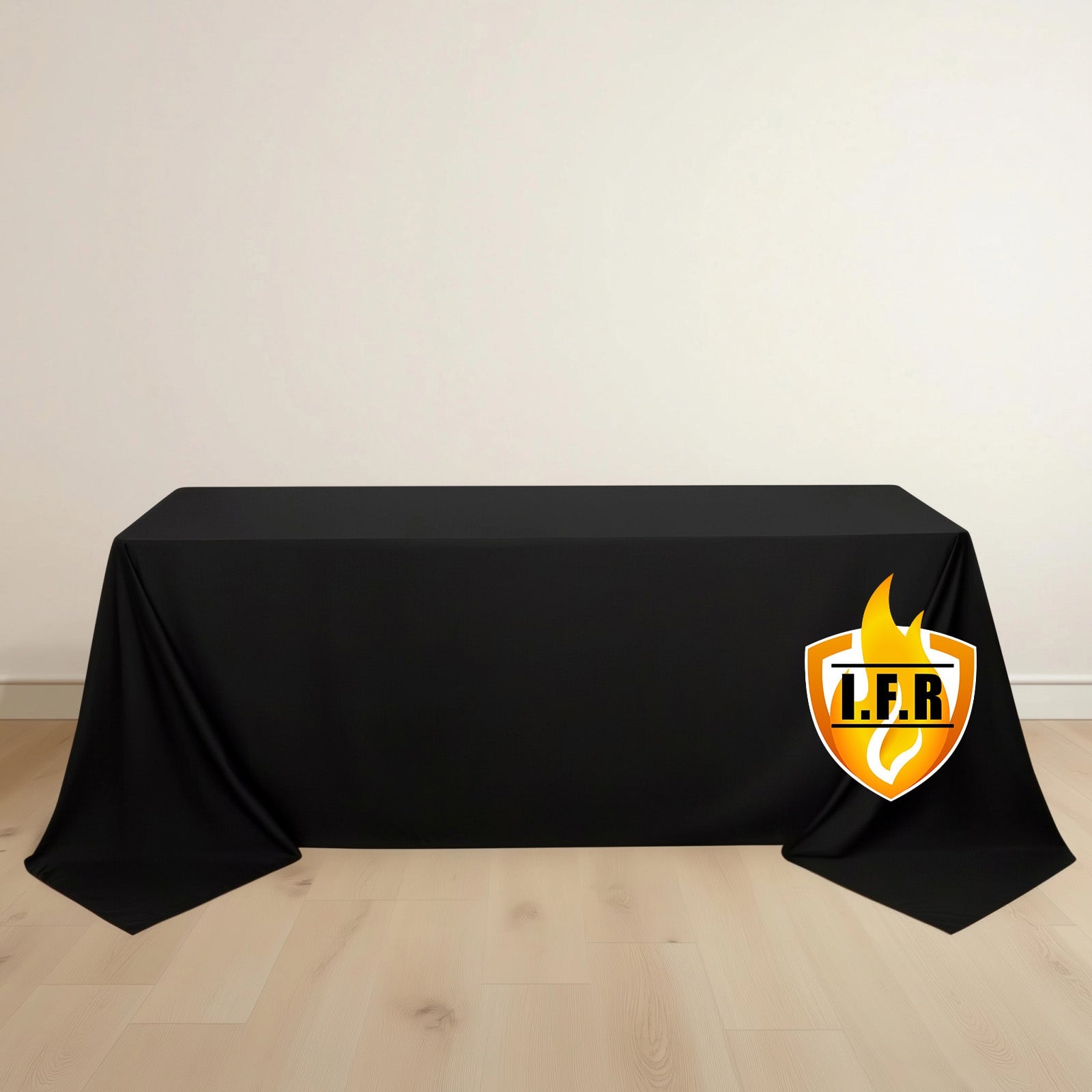 Fire Retardant Scuba Tablecloth – 90"x132" Rectangle Black, Wrinkle Free, Stain Resistant, Seamless Polyester Cover