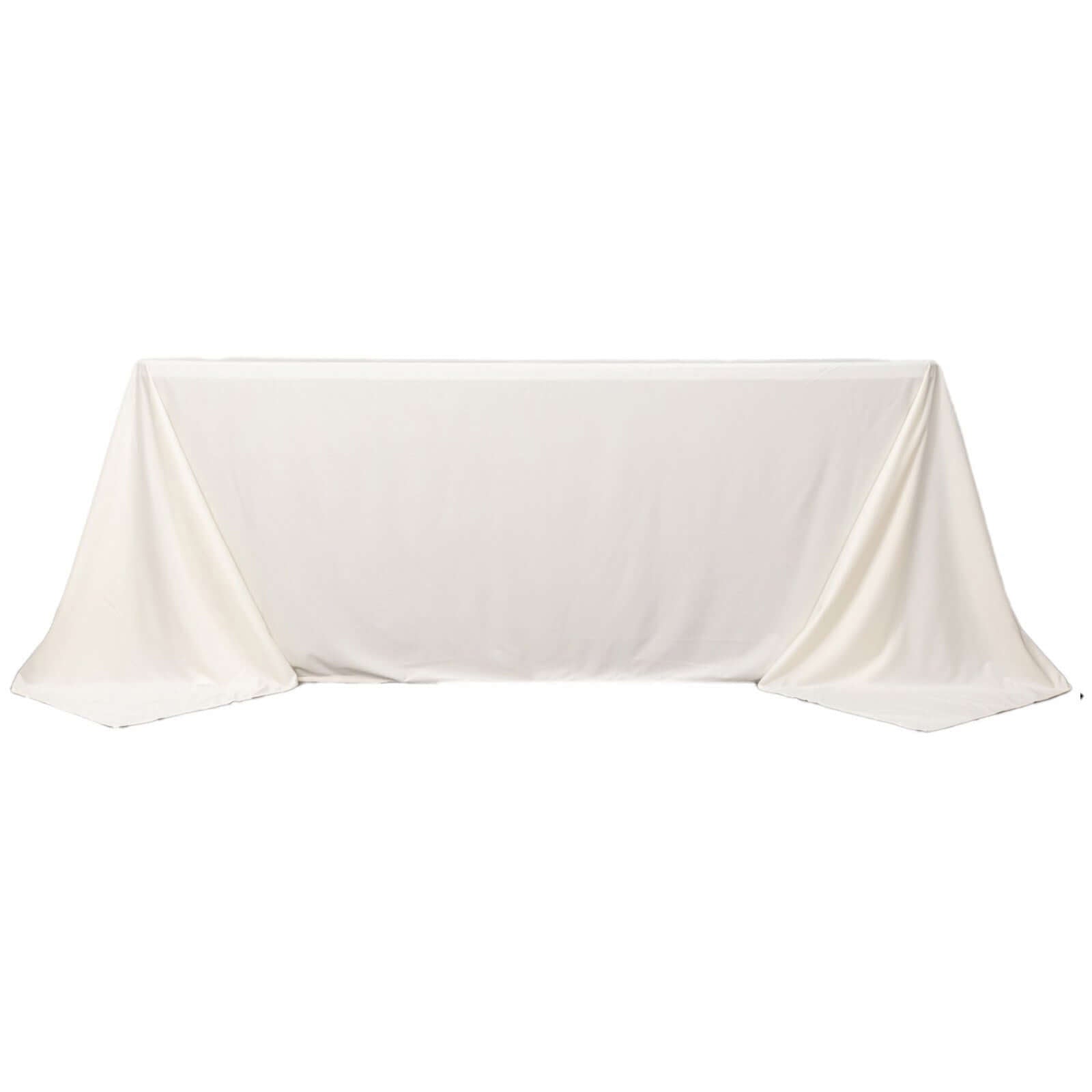 Fire Retardant Scuba Tablecloth – 90"x132" Rectangle Ivory, Wrinkle Free, Stain Resistant, Seamless Polyester Cover