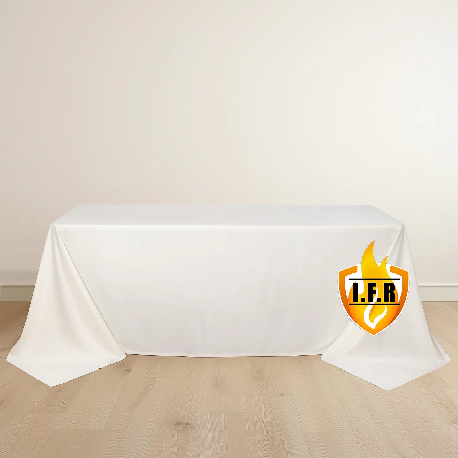 Fire Retardant Scuba Tablecloth – 90"x132" Rectangle Ivory, Wrinkle Free, Stain Resistant, Seamless Polyester Cover
