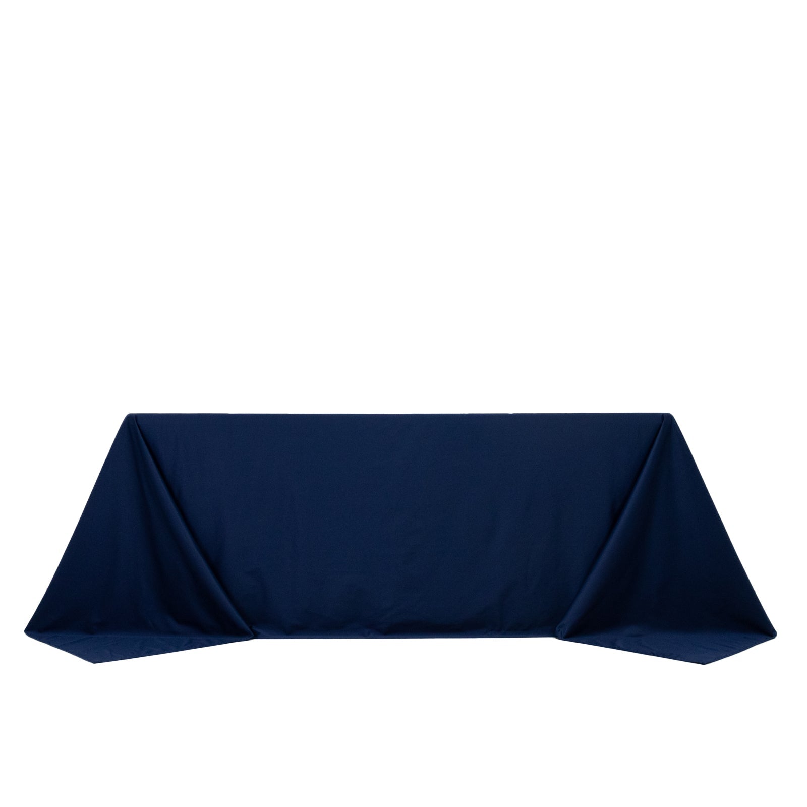 Fire Retardant Scuba Tablecloth – 90"x132" Rectangle Navy Blue, Wrinkle Free, Stain Resistant, Seamless Polyester Cover