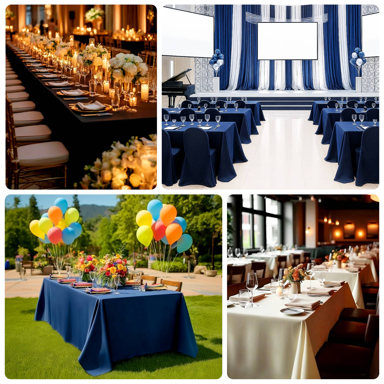 Fire Retardant Scuba Tablecloth – 90"x132" Rectangle Ivory, Wrinkle Free, Stain Resistant, Seamless Polyester Cover