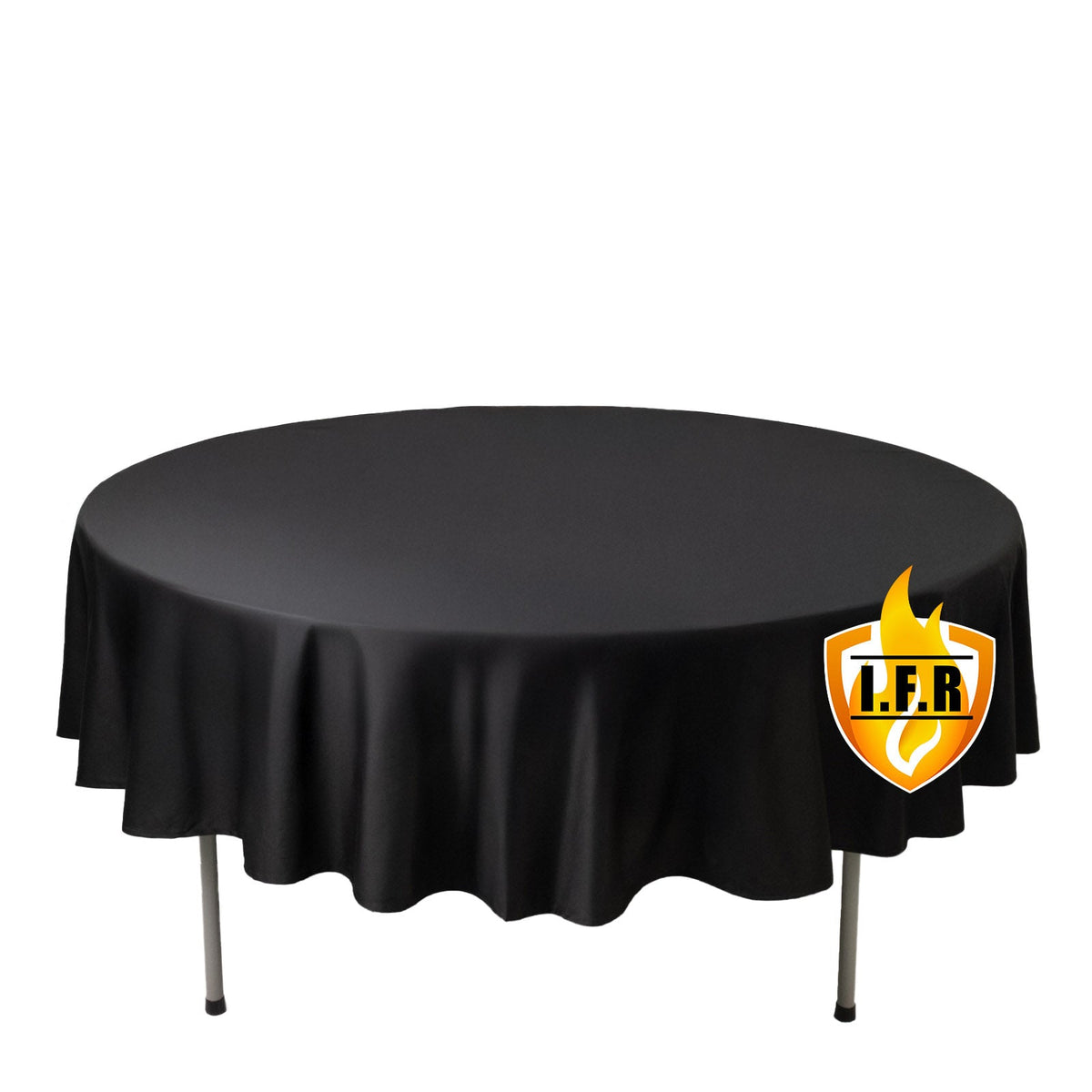 Fire Retardant Scuba Tablecloth – 90" Round Black, Wrinkle Free, Stain Resistant Polyester Cover