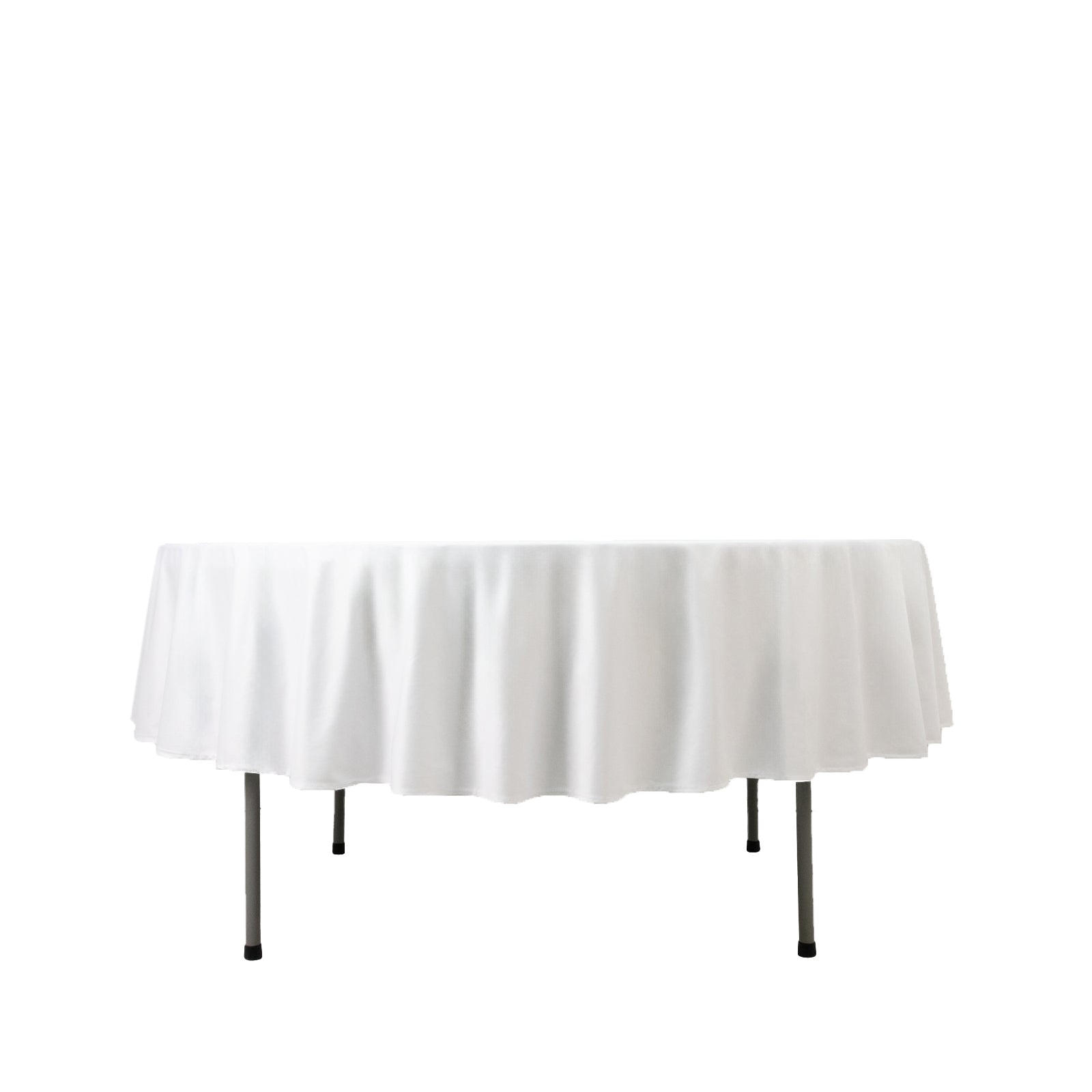 Fire Retardant Scuba Tablecloth – 90" Round White, Wrinkle Free, Stain Resistant Polyester Cover