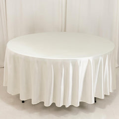 Scuba Round 108" Tablecloth Shimmering Pearl White - Wrinkle Free & Stain Resistant Table Cover