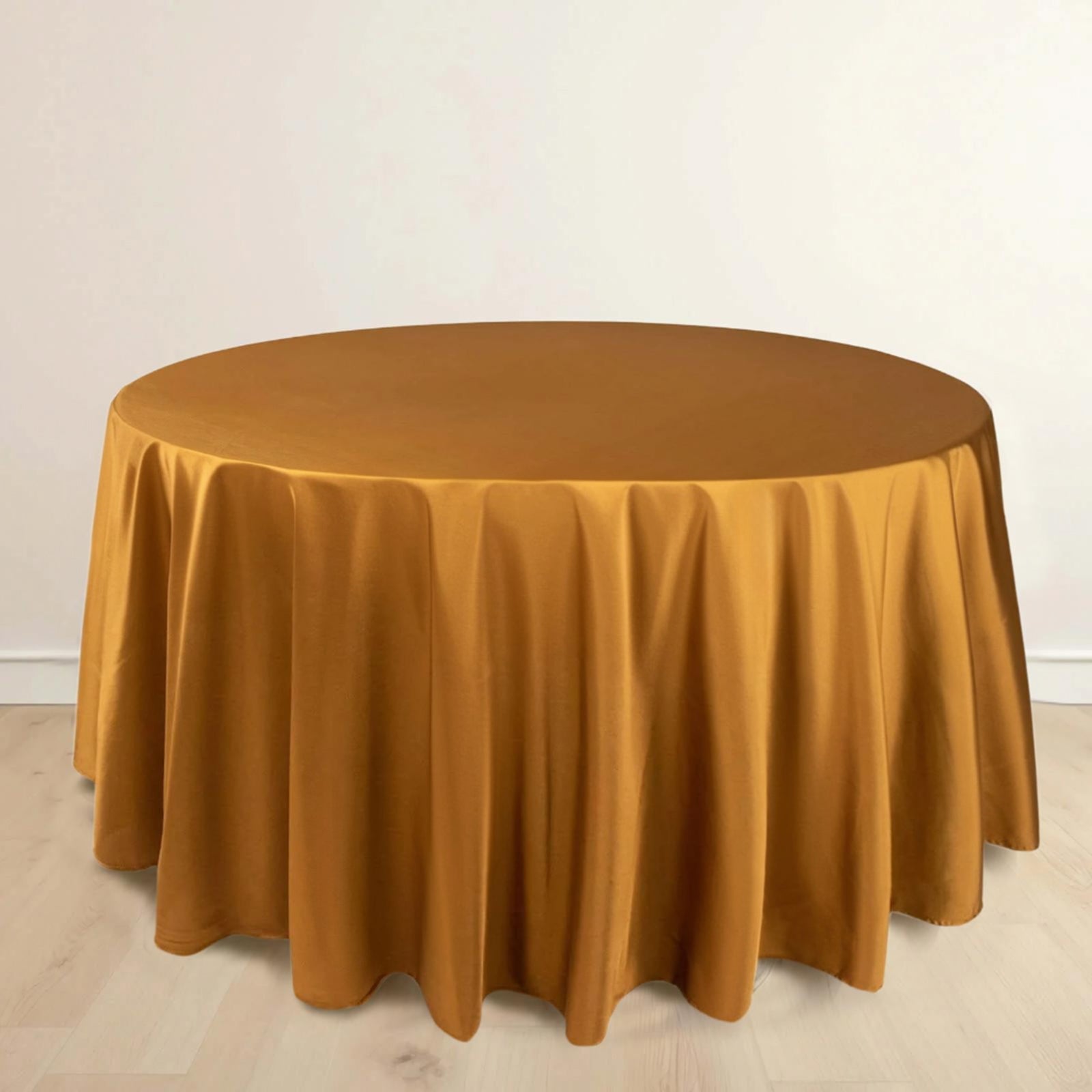 Scuba Round 120" Tablecloth Shimmering Gold - Wrinkle Free, Stain Resistant & Seamless Table Cover for Weddings and Parties