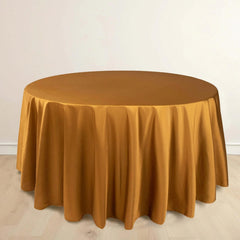 Scuba Round 120" Tablecloth Shimmering Gold - Wrinkle Free, Stain Resistant & Seamless Table Cover for Weddings and Parties