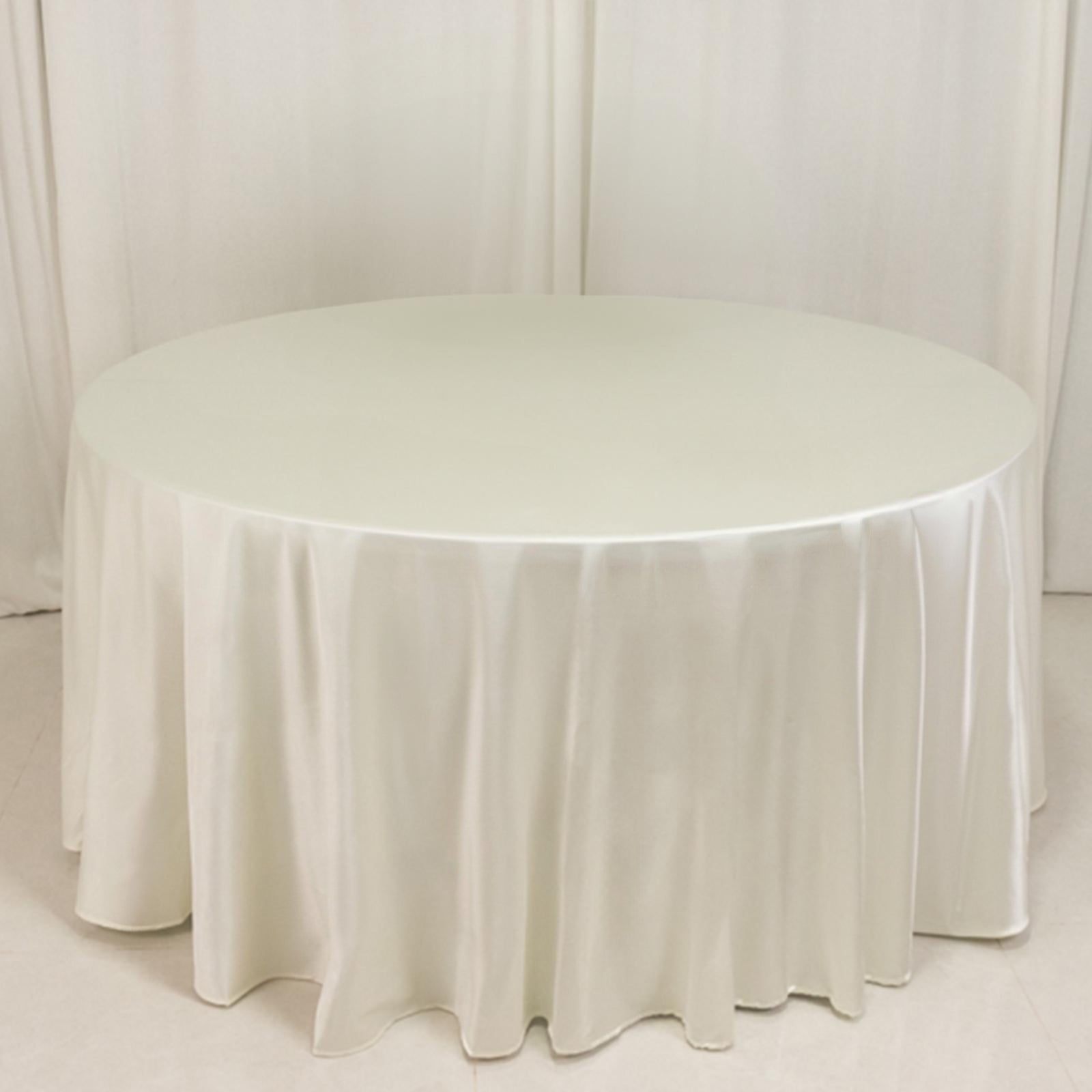 Scuba Round 120" Tablecloth Shimmering Pearl White - Wrinkle Free, Stain Resistant & Seamless Table Cover