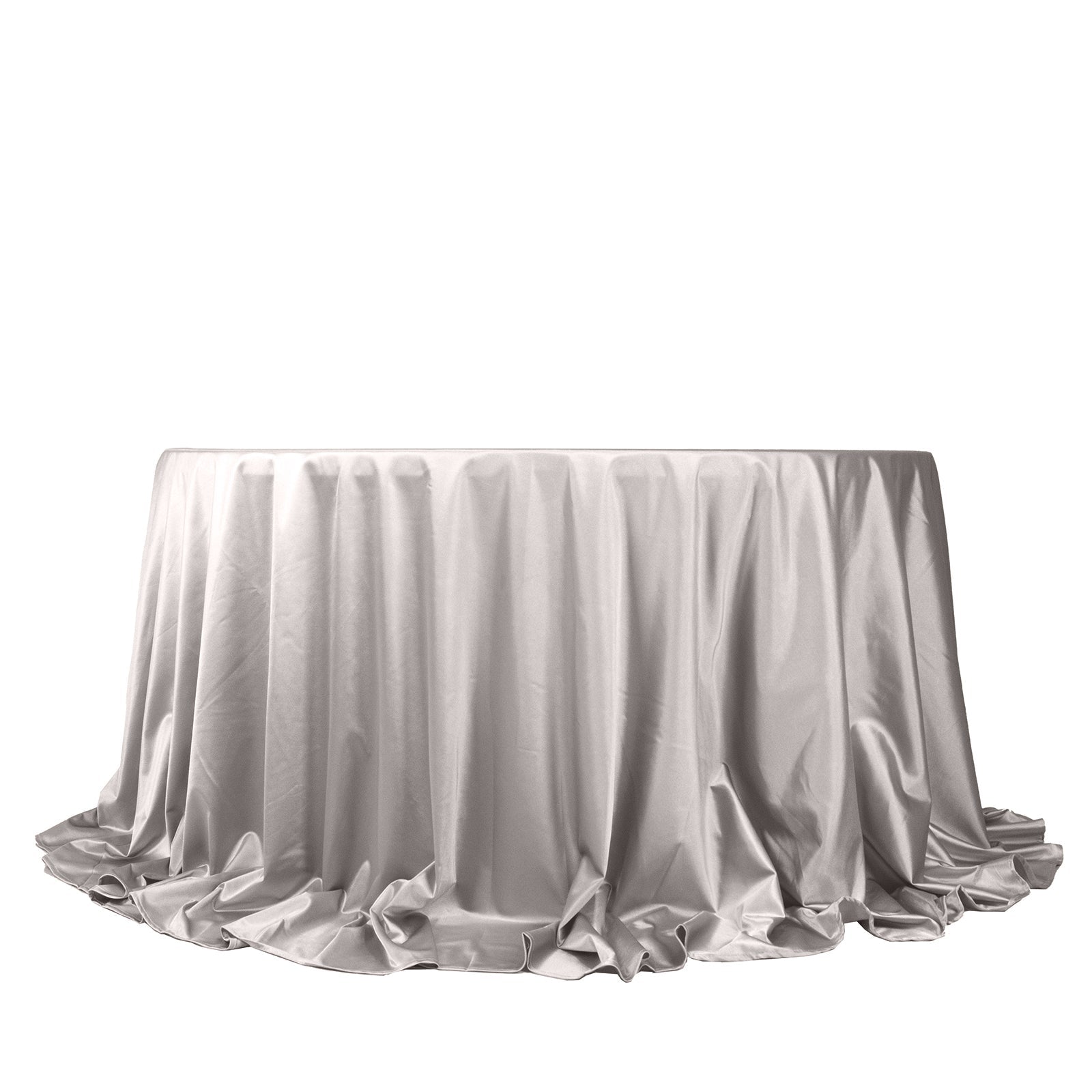 Scuba Round 132" Tablecloth Shimmering Silver - Wrinkle Free, Stain Resistant & Seamless Table Cover