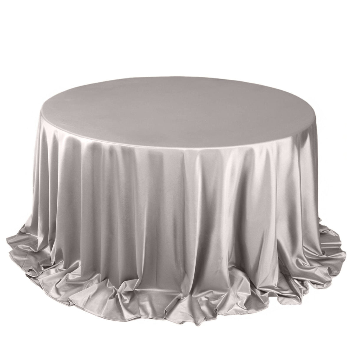 Scuba Round 132" Tablecloth Shimmering Silver - Wrinkle Free, Stain Resistant & Seamless Table Cover