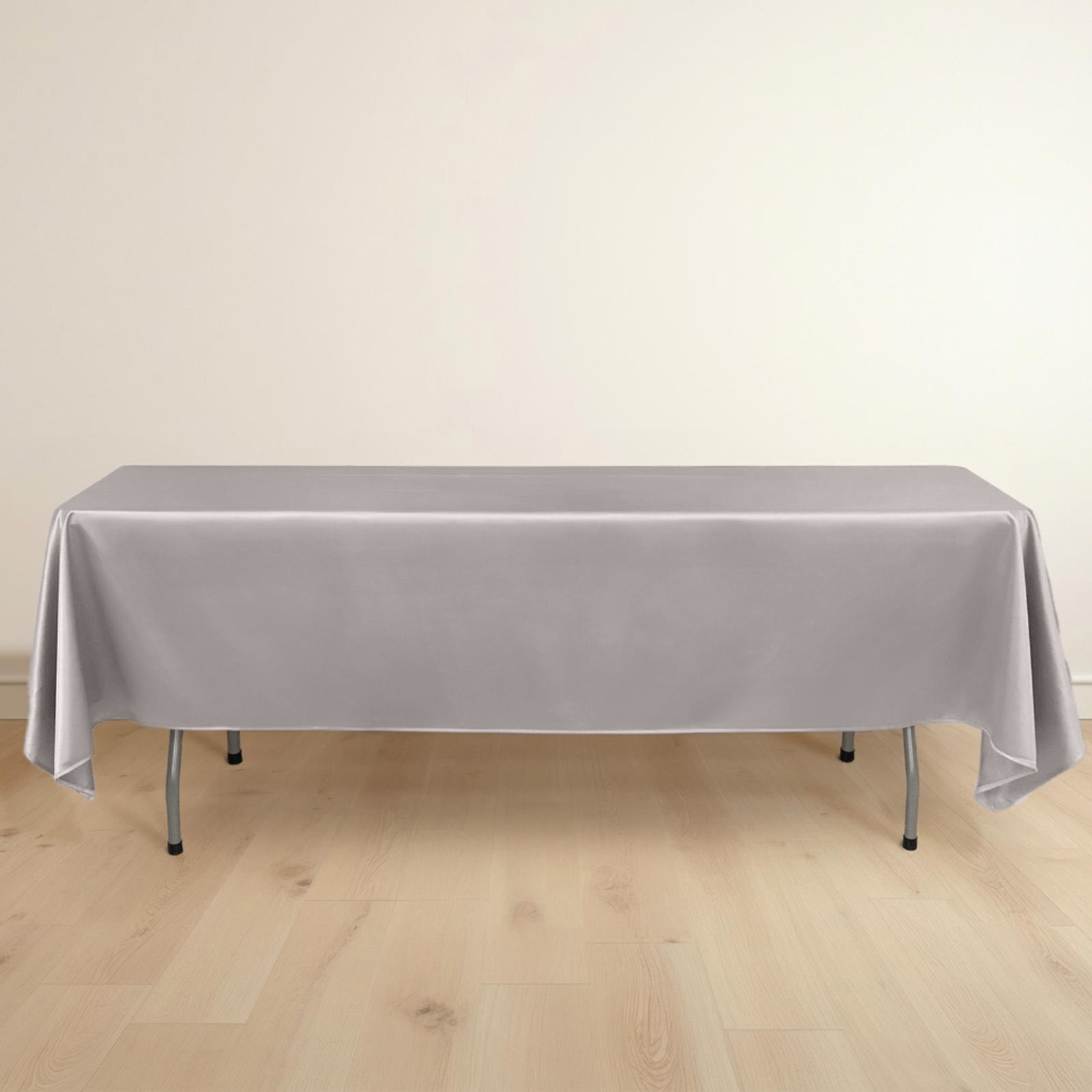 Scuba Rectangular 60"x102" Tablecloth Shimmering Silver - Wrinkle Free & Stain Resistant Table Cover