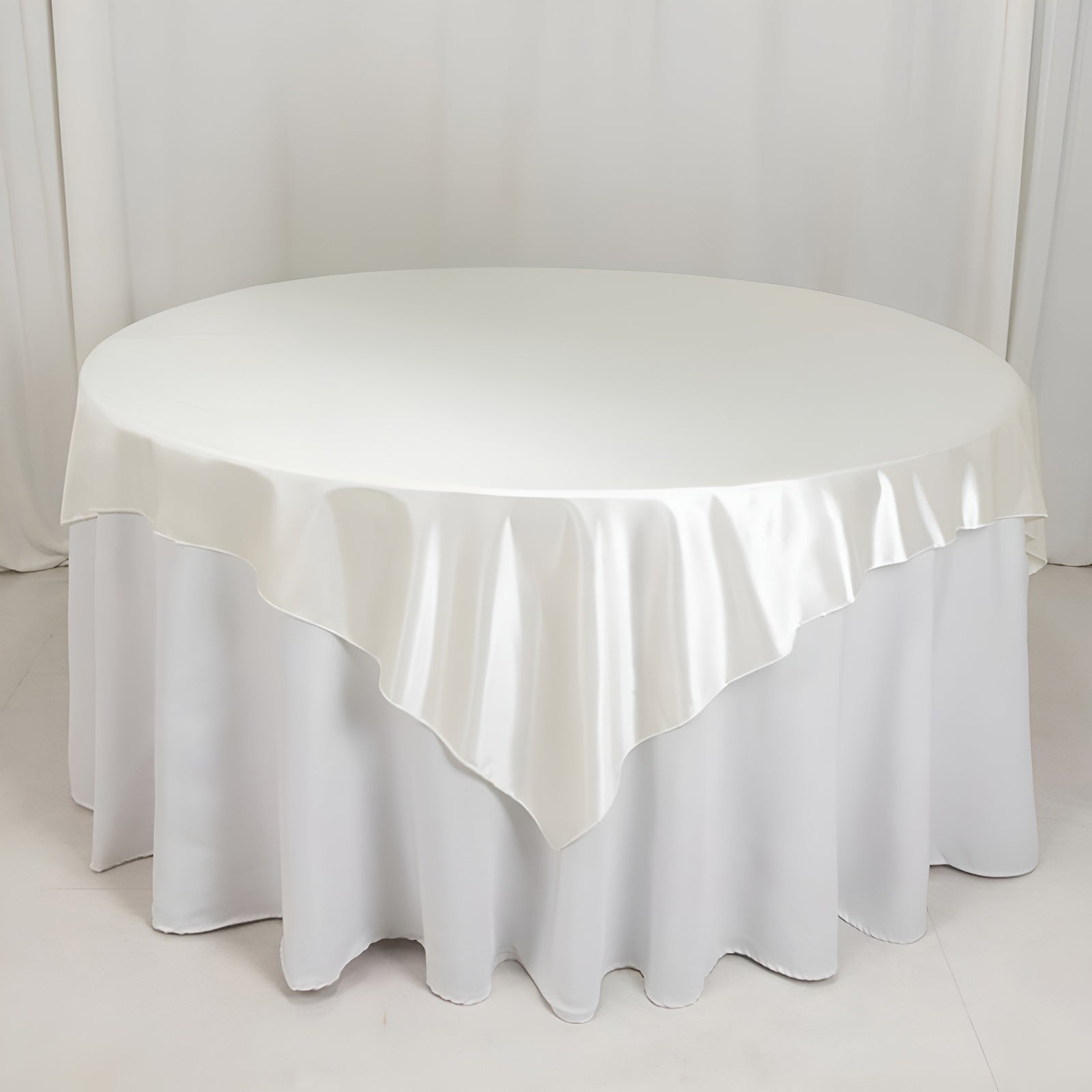 Scuba 70"x70" Table Overlay Square Tablecloth Shimmer Pearl White - Wrinkle Free & Stain Resistant Table Cover for Weddings and Parties