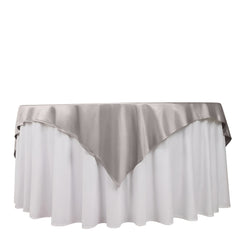 Scuba 70"x70" Table Overlay Square Tablecloth Shimmer Silver - Wrinkle Free & Stain Resistant Table Cover