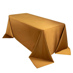 Scuba Rectangular 90"x132" Tablecloth Shimmering Gold - Wrinkle Free & Stain Resistant Seamless Table Cover for Weddings and Parties
